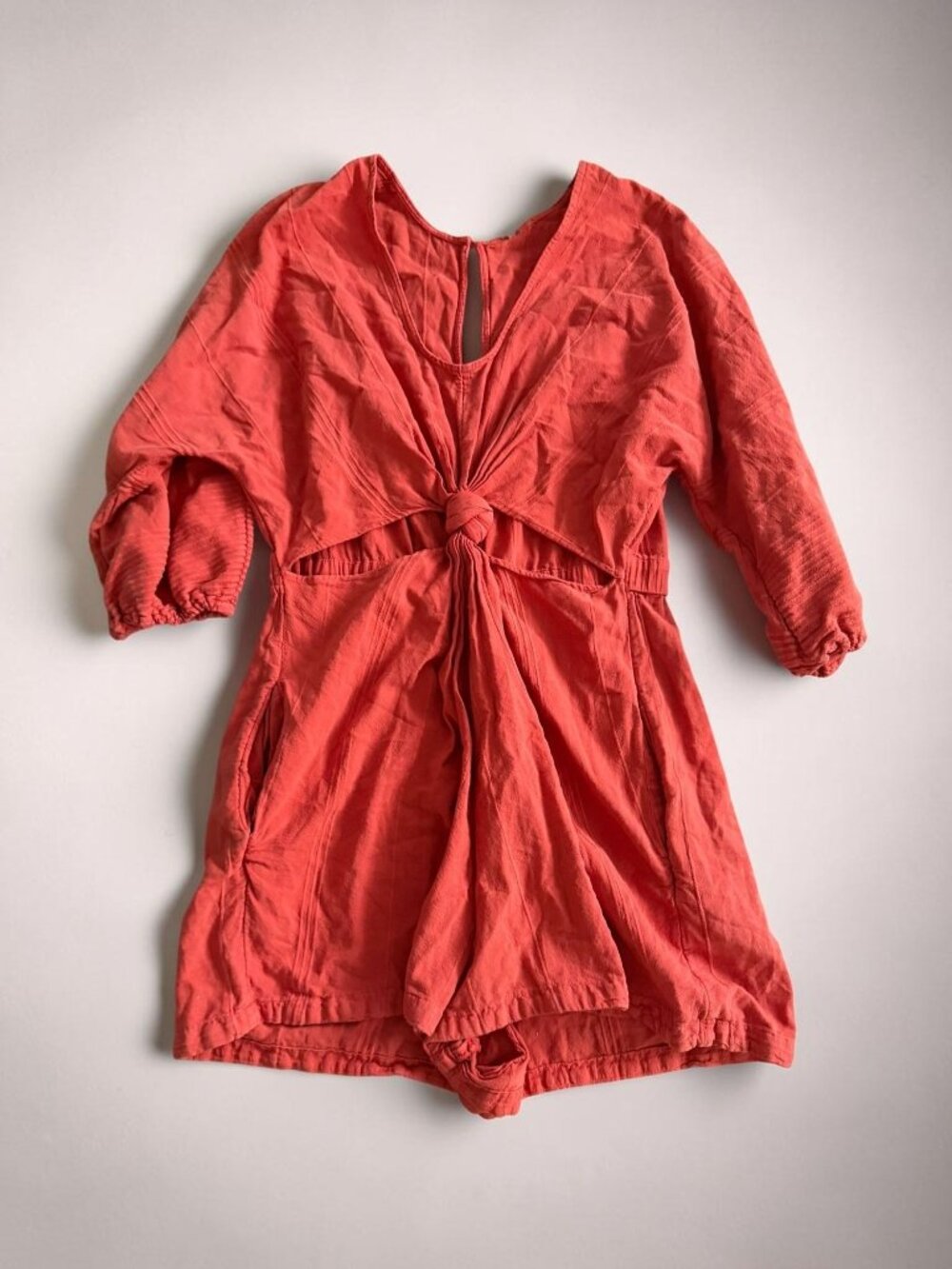 FREE PEOPLE Orange Cutout Romper Size Large